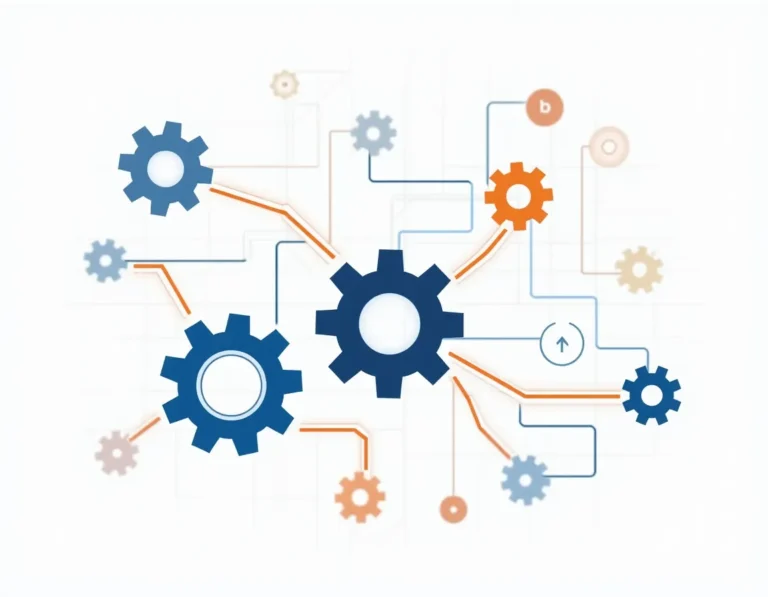 Interconnected network visualization representing content marketing strategy components for accounting practices
