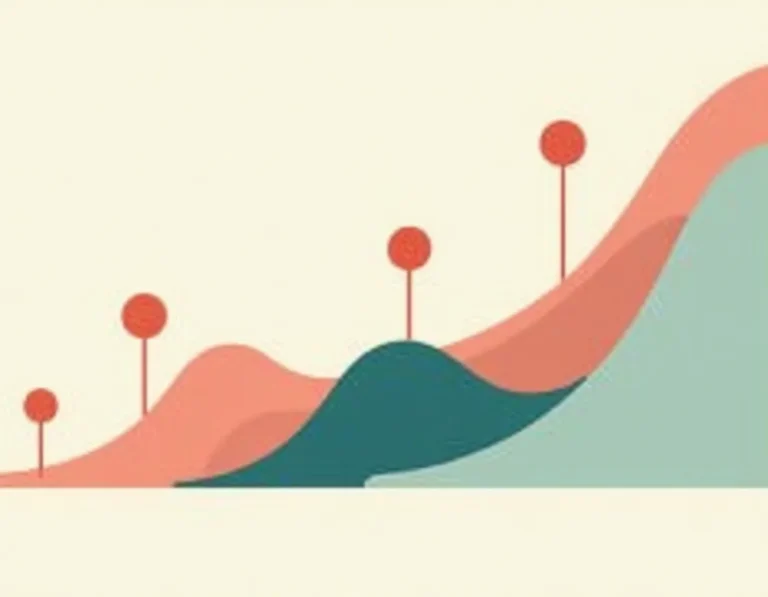 Steady upward trend line with consistent interval markers illustrating SEO performance growth through regular publishing