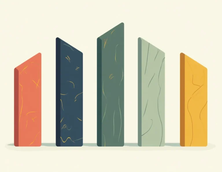 Five geometric pillars representing core brand voice elements arranged in harmonious composition
