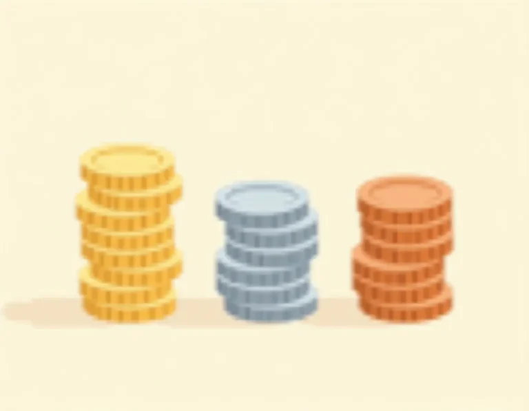Three stacked coin towers representing tiered content marketing budget models from starter to enterprise level