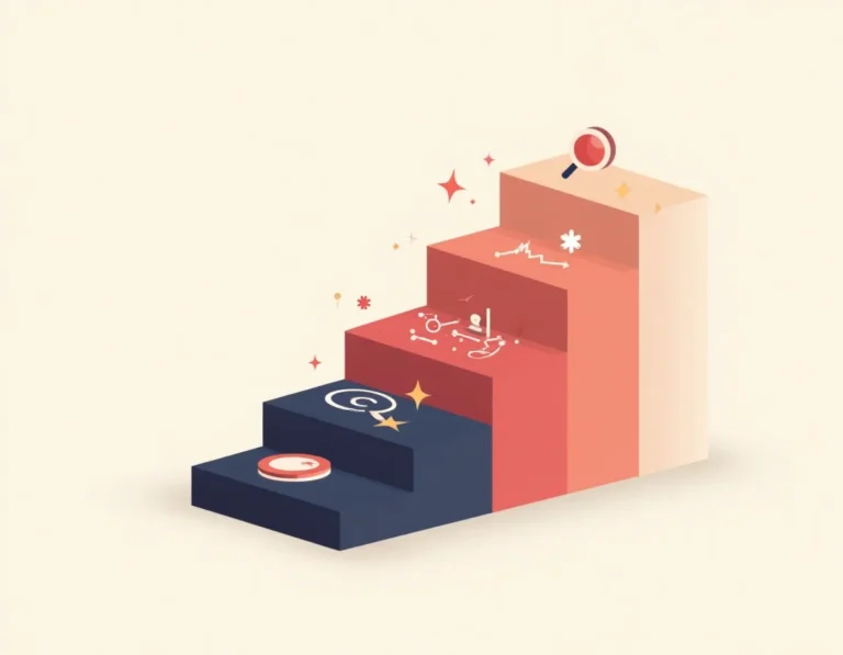 Five ascending platforms representing critical ranking gaps in content strategy