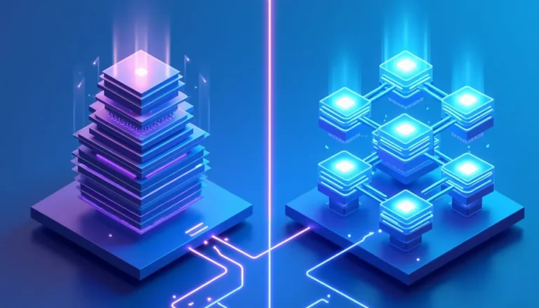 Monolithic CMS architecture compared to headless CMS decoupled architecture showing content distribution patterns
