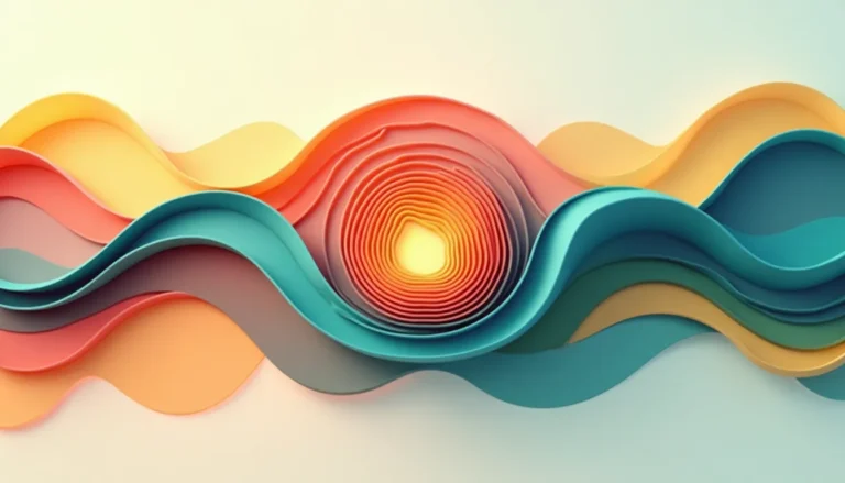 Sound waves flowing consistently across multiple abstract communication channels in warm and cool tones