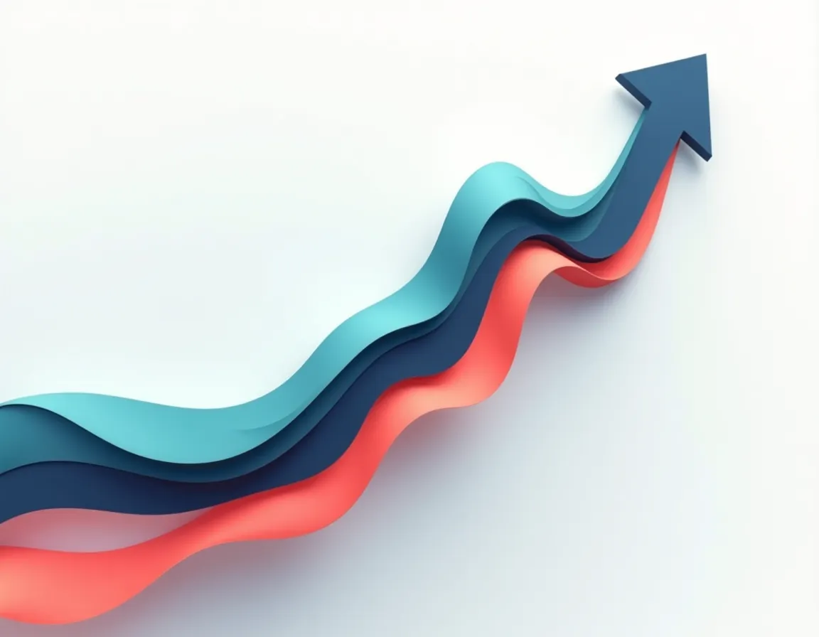 Abstract upward trending visualization representing organic traffic growth and SEO performance metrics