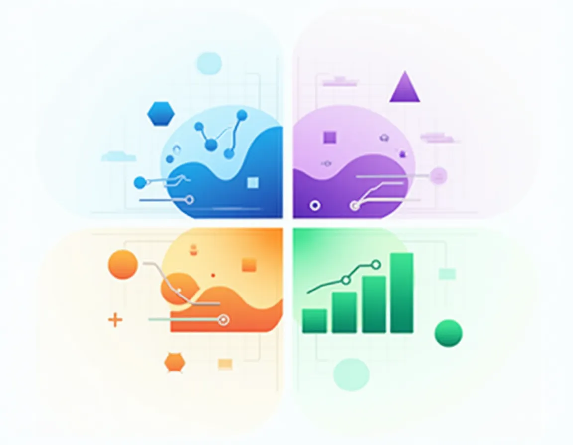Four-quadrant visualization of strategic advantages in automated content: data insights, brand consistency, iteration speed, performance