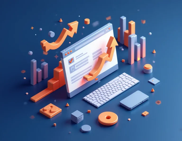 Website structure fragmenting with fluctuating search ranking positions highlighting algorithm update impact