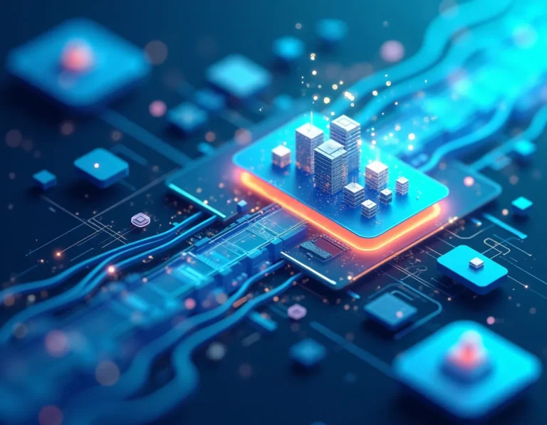 Data streams transforming into organized patterns representing AI-powered SEO audit automation and optimization