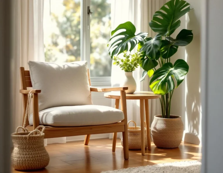 Comfortable consultation chair in natural light med spa setting with plants and warm wooden accents