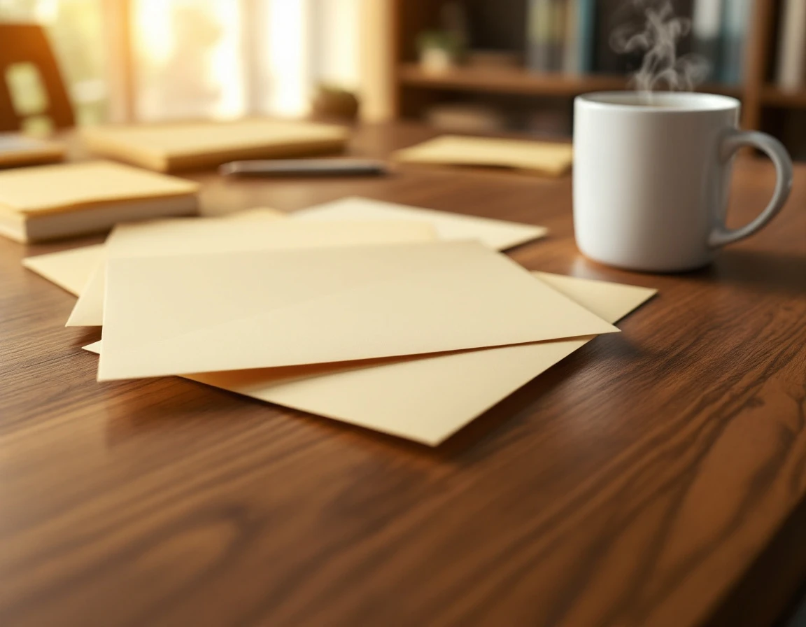 Mortgage application materials and coffee on broker's desk during pre-approval consultation session