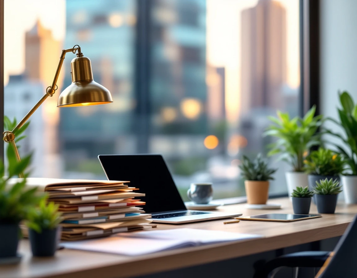 Organized office workspace with file folders and desk accessories showing audit-ready documentation systems
