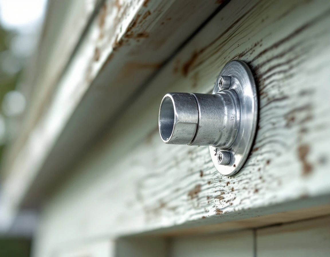 Professional bat exclusion valve installed on residential soffit trim showing proper compliance technique