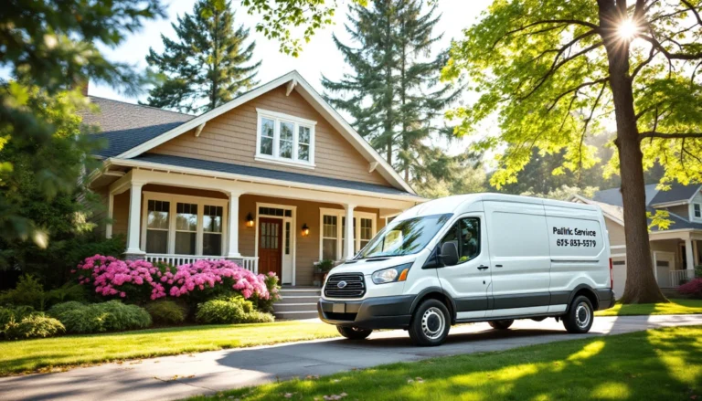 Service van parked at residential home during spring preparation season