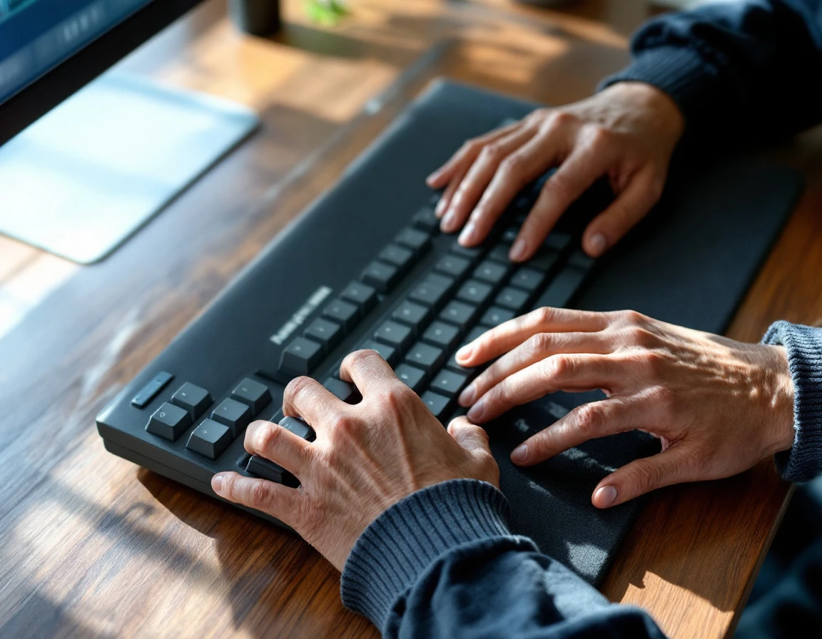 Hands typing on keyboard during citation research for service business visibility
